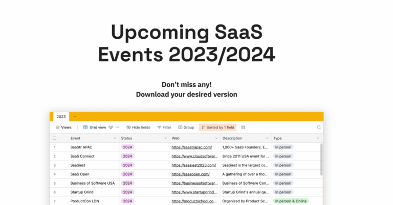 Upcoming SaaS Events 2023/2024